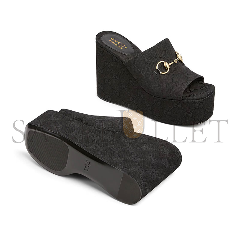 GUCCI WOMEN'S WEDGE SANDAL WITH HORSEBIT 816328 GUCCI WOMEN'S WEDGE SANDAL WITH HORSEBIT 816328